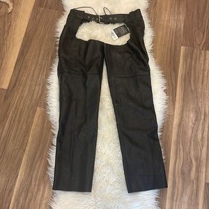 FMC Rally Mens Jean Pocket Style Leather Motorcycle Chaps- Size Medium